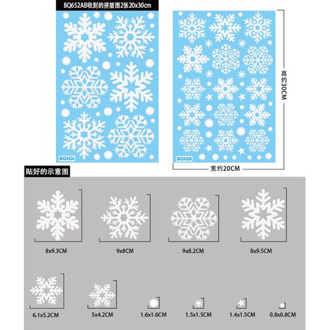 Autocollants statiques flocons de neige de Noël, autocollants décoratifs de Noël pour vitres, décorations de fenêtre pour le Nouvel An, autocollants flocons de neige dorés et argentés pour fenêtres.