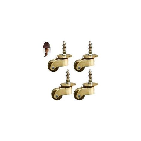 4 roulettes pivotantes en laiton pour meubles, roulettes de transport, roulettes pivotantes silencieuses, pour meubles, appareils électroménagers et équipements, miniroulettes