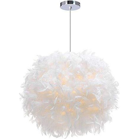 30 cm Pendelleuchte, weißer Feder-Kronleuchter, Hängeleuchte fürs Schlafzimmer (1/5)