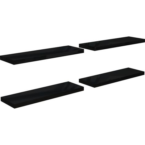 Scaffali a Parete 4 pz Nero Lucido 80x23,5x3,8 cm in MDF vidaXL (1/5)