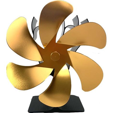 Ventilateur de Poêle Vertical avec 6 ou Circulation Thermique Rapide - Ventilateur Thermique pour les Lieux, le Bois et l'huile (BLACK) (1/5)