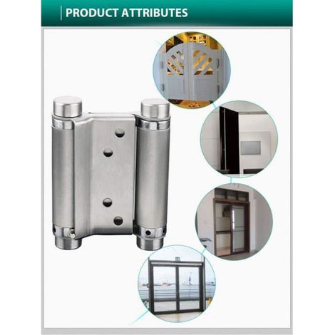 Charniere Porte Battante - Acier Inoxydable - Double Action - Réglable - Pour Comptoir Café Bar - 100 mm - 2 Paires (1/5)