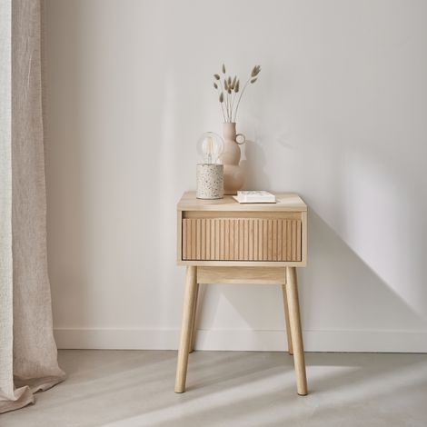 Comodino decorazione legno 1 cassetto (1/5)