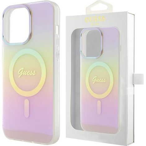 Funda rígida Guess GUHMP15LHITSP para iPhone 15 Pro de 6,1 pulgadas, color rosa/rosa, con aislamiento IML iridiscente y MagSafe. (1/5)