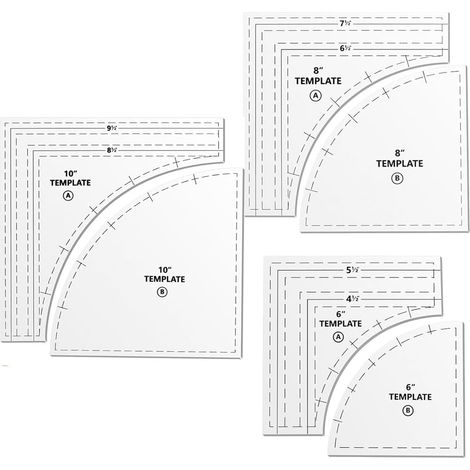 Set di 3 grandi righelli per quilting e modelli con margine di cucitura di 6,35 mm