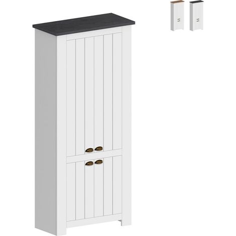 Zapatero 4 puertas armario multiusos 84 x 42 x 200 cm blanco clásico Hillrose - Negro
