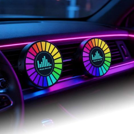 luces LED para interior de coche, 10 colores, recargables por USB, RGB, Luz ambiental con ritmo musical para escape de coche, coche (1/5)