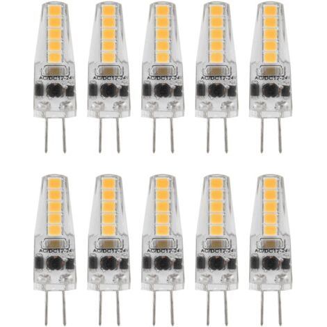 10pcs Ampoules LED G4, 2W 3000K AC 12-24V Ampoules à Intensité Variable pour Lustre Plafonnier Lampe de Table Blanc Chaud (1/5)