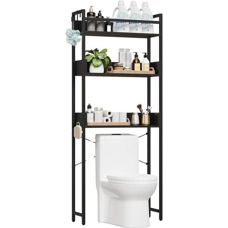 Organisateur de Salle de Bain, Rangement à 3 Niveaux, Design Autonome, Noir (1/2)