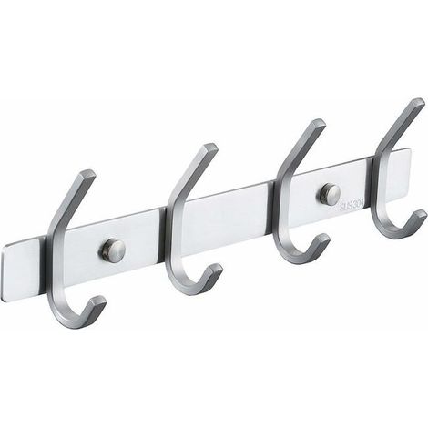 Private Label-Appendiabiti da bagno in metallo, da parete, con 4 ganci, in acciaio inox SUS304, finitura spazzolata