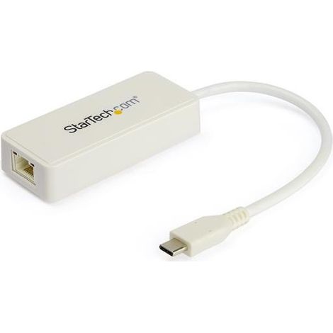 StarTech.com Adattatore Ethernet USB-C a RJ45 Gigabit con porta USB-A, Bianco (1/5)