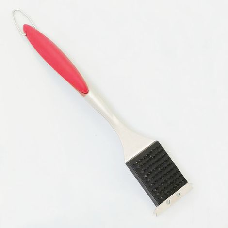 Brosse et racloir pour grille de barbecue en acier inoxydable de 41 cm - Kit de nettoyage pour grille de barbecue en acier inoxydable à long manche sans poils pour grilles infrarouges à gaz et charbon (1/5)