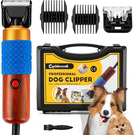 CGOLDENWALL Tondeuse Chien 200W Manche Bois Acajou Céramique Titane 6000RPM (1/5)