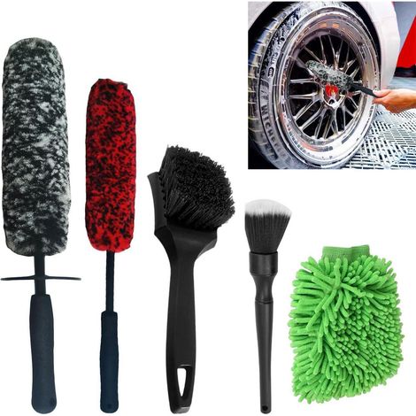 Auto Reinigungsset 5-teilig mit Felgenbürste, Waschhandschuh und Detailbürsten (1/5)