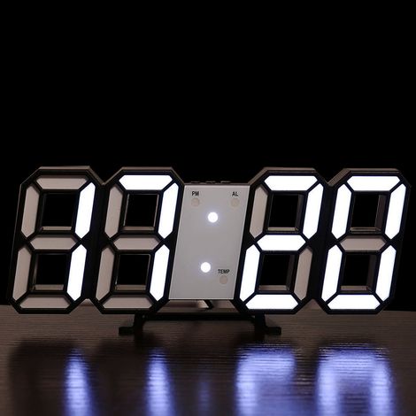 Reloj Despertador Digital Led 3D - Pantalla Led - Formato 12/24 H - 3 Alarmas - Visualización de Temperatura - Ajuste de Brillo Automático - Para Dormitorio Oficina Hogar - Unidad (1/5)
