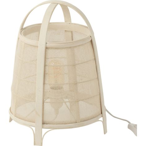 Lampe à Poser en Bambou "Rya" 35cm Blanc (1/5)