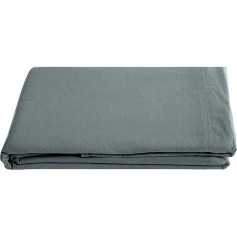 Drap plat Palace pur coton teint lavé, 63 fils/cm² Vent du sud - Palace Lichen - 270 x 290 cm pour lit King Size - Palace Lichen -