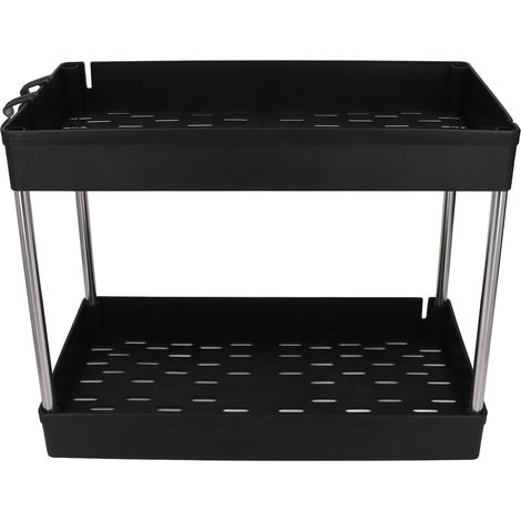 Chariot de rangement élargi à 2 niveaux avec panier à grille, étagère de rangement portable au sol pour bureau ou dortoir (1/5)