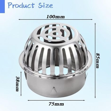 Filtre de gouttière anti-bouchon en acier inoxydable – 83 mm, forme convexe, 1 pièce (1/3)