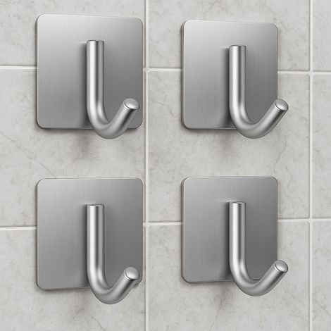 Ganchos de pared de alta resistencia que soportan una carga considerable ideales para baños, armarios y puertas de vestidores (juego de 4). (1/5)