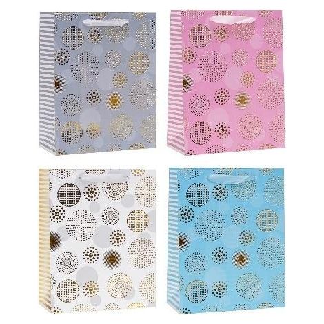 Borsa decorativa 18x23x8cm con stampa a caldo e motivo a rosette miste
