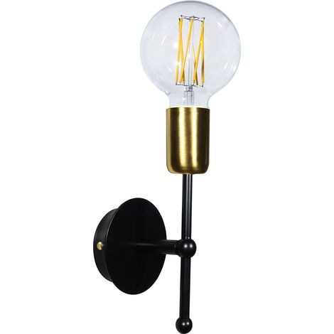 Applique 1xE27 Montatura Verniciata Nero Oro Satinato E-Energy Elvira
