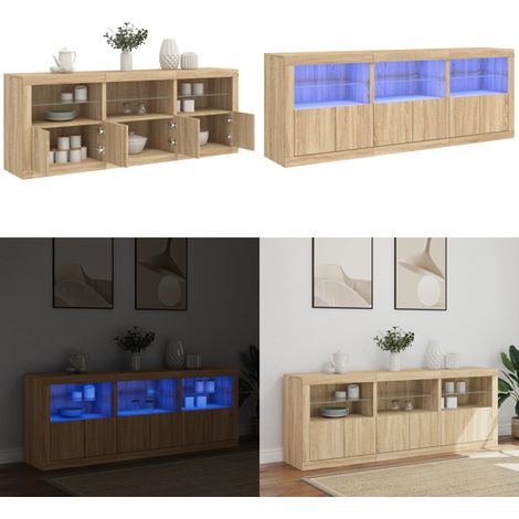 Buffet avec lumières LED chêne sonoma 181,5x37x67 cm - Meuble De Rangement - Buffet - Meuble Tv - Luminaire Led - Décoration Intérieure - Home & Living (1/5)