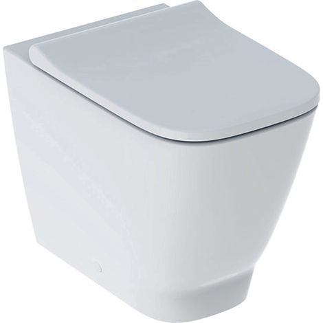 GEBERIT - SMYLE SQUARE VASO A PAVIMENTO RIMFREE BTW FILO PARETE A CACCIATA CON SEDILE WC SOFT-CLOSE BIANCO 500.829.00.1 (1/6)
