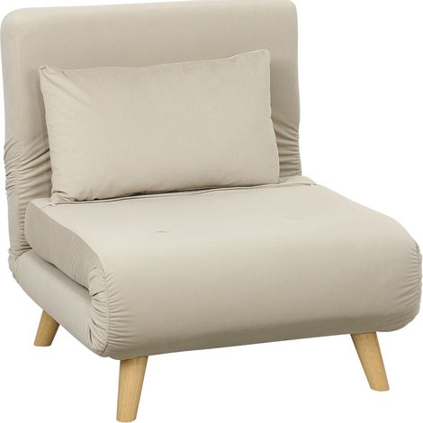 Poltrona letto 3 in 1 in velluto beige 72 x 78 x 79 cm HOMVRA (1/5)