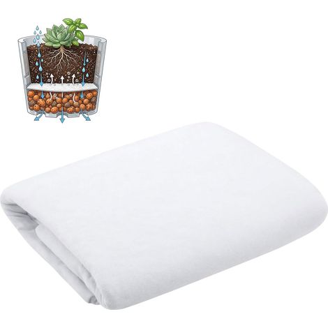 Toison de drainage pour pot de fleurs 2 x 1 m, non-tissé filtrant découpable 200 g/m², non-tissé de séparation pour pots de fleurs et jardinières, non-tissé pour plantes drainage contre l'eau (1/5)