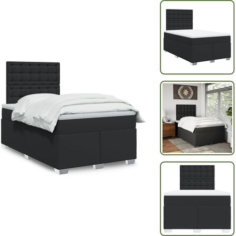 vidaXL Sommier à lattes de lit avec matelas noir 120x190 cm similicuir