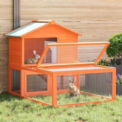 vidaXL Conejera jaula de animales con patio exterior madera (1/5)
