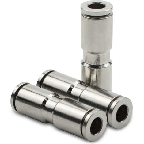 3 pezzi Giunto pneumatico passante a innesto da 8 mm, adattatore per linea d'aria in PU a sgancio rapido in ottone nichelato a 2 vie (1/4)