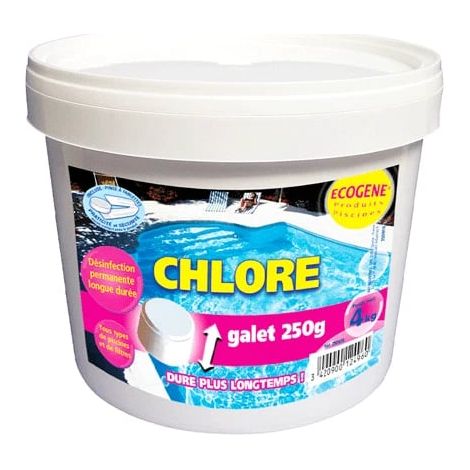 CHLORE LENT GALETS 250 G - SEAU DE 4 KG