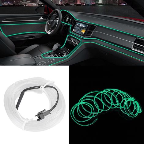Bande lumineuse décorative pour voiture, éclairage intérieur LED EL à lumière froide, 4 mètres, verte (1/5)