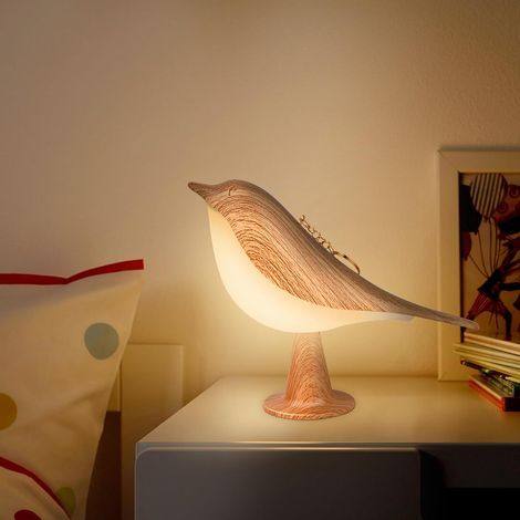 Vogel-Nachtlicht-Tischlampe, dimmbare kabellose Tischlampe, USB-wiederaufladbar, Touch-Sensor-Steuerung, Kindergartenlampe mit Aromadiffusorfunktion für das Schlafzimmer (Gelb) (1/5)