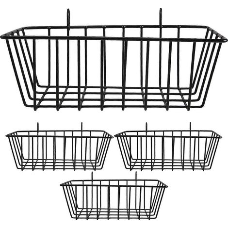 4 étagères pour grille murale métallique design, pour panier mural en fil de fer (1/5)