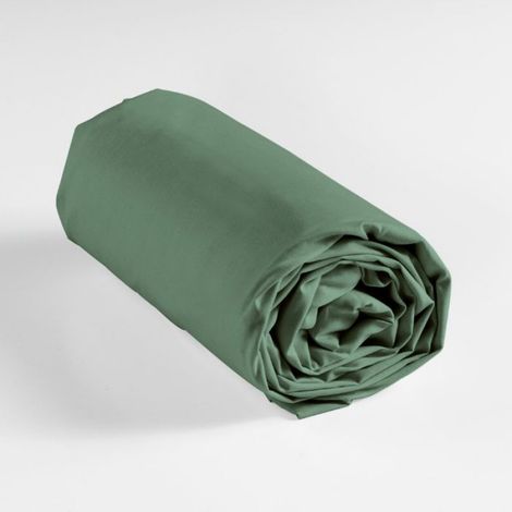 Drap-Housse - 90 x 190 cm - Bonnet 30 cm - 100 % Coton 57 Fils - Lit 1 Personne - Cèdre (1/5)