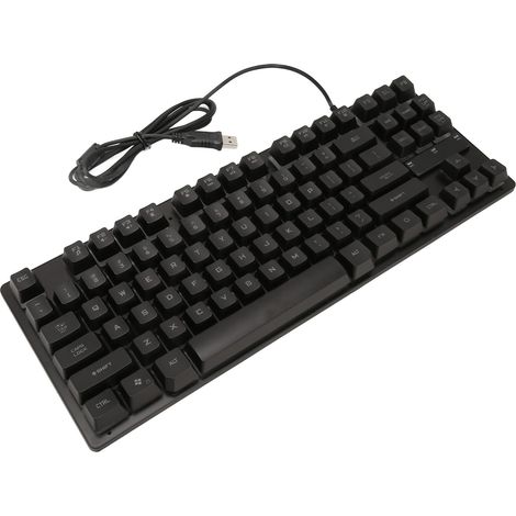 Clavier de jeu filaire 87 touches, design ergonomique rétroéclairé couleur, accessoires pour ordinateur de bureau et portable, noir