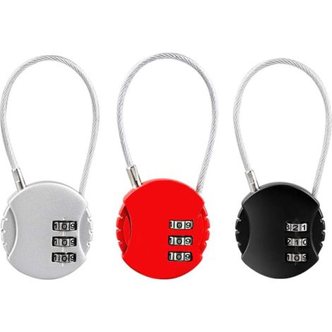Serrure à Combinaison Colorée Serrure à Combinaison à 3 Chiffres Serrure à Combinaison de Verrouillage de Bagages Mini Cadenas à Combinaison Réinitialisables Pour Valises,Tiroirs et Armoires 3Pcs