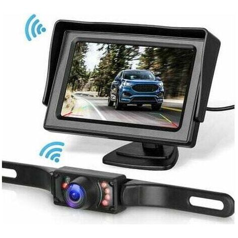 BUNTHAUS Kit de système de caméra de recul sans fil pour voiture / camion / fourgonnette / pick-up / camping-car 4.3 `` système de recul de vue arrière de moniteur