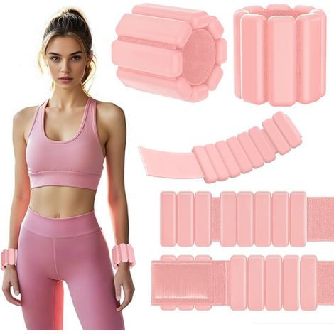 Poids en silicone de 450 grammes pour poignets et chevilles - Bande lestée - 2 bracelets lestés pour le fitness et la musculation - Convient pour la maison, la salle de sport et les voyages (1/5)