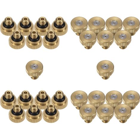 30 Pcs Buse de Brumisation en Laiton, 0.5mm Orifice 10/24 UNC Buses Rechange à Joint Torique pour Système Froid, Atomisation Basse Pression - 0.6mm (1/5)