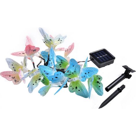 Guirlande Lumineuse Solaire - 12 LED Papillon - Extérieur Jardin Décoration - 3,8 M - IP65 - Auto Allumage Crépuscule (1/5)