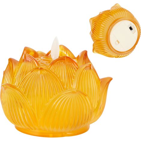 Lampe de Bouddha en verre imitation / Lampe d'assemblée Dharma à LED / Lampe d'offrande de Bouddha électronique à piles pour une utilisation continue (1/5)