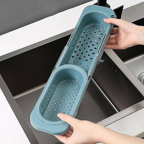 Étagère extensible pour évier, porte-éponge et savon, égouttoir pliable réglable, panier de drainage en métal pour cuisine. (1/5)