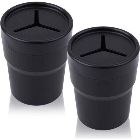 Poubelle Voiture - Couvercle Étanche - 2 Porte-Gobelets Intégrés - Rangement Entre Sièges - Plastique Robuste - 1 Pièce (1/5)