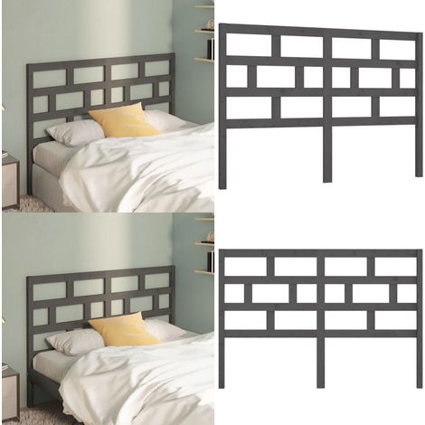 Testiera per Letto Grigia 146x4x100cm in Legno Massello di Pino - Testiera in pino - Testiera per letto grigia