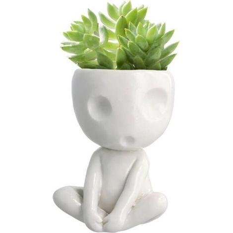 Pot de Fleurs Phosphorescent - Cache-Pot en Céramique avec Visage Adorable pour Succulentes et Cactus - Décoration pour la Maison et Le Bureau (1/5)