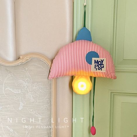 Luce notturna ricaricabile a righe rosa per bambini con 3 modalità + materiale in cotone, lampada decorativa per maniglia della porta / luce notturna per culla / luce per camera da letto (1/5)